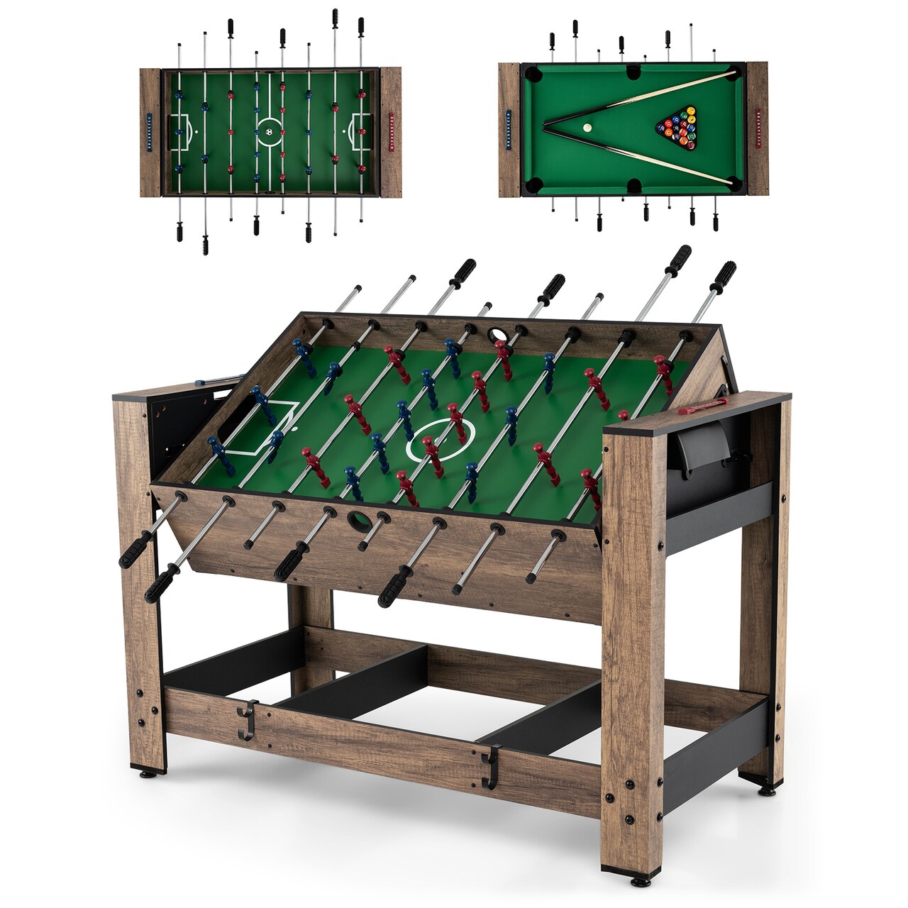 2-in-1 Game Table Foosball and Pool Table with Swivel Feature